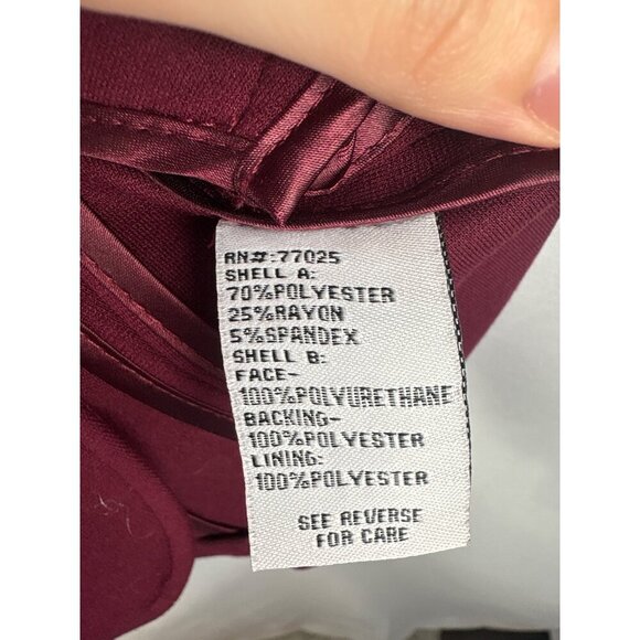 G By Giuliana Rancic Burgundy Blazer With Faux Leather Lapel & Pockets  XXS  Pol - Picture 4 of 5